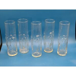 Libbey "La Femme" highball glass  3D set of 5 Tall Dancing Nude Ladies 3D MCM